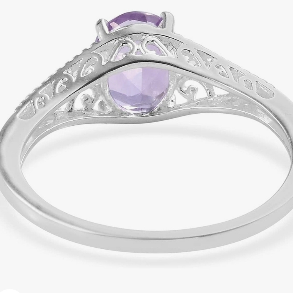 Bolivian Amethyst Platinum over Sterling Silver Ring Size 10! NEW! Final Price. - Picture 5 of 5